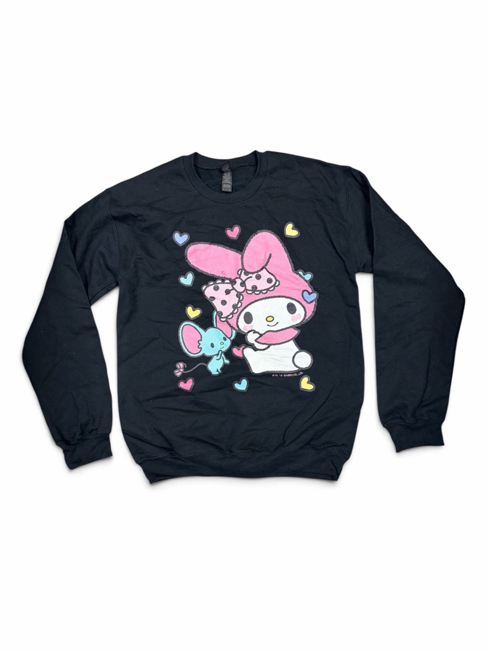 Black My Melody Graphic Crewneck Sweater with Pink Accents women